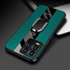 Custodia Silicone Morbida In Pelle Cover con Magnetico Anello Supporto PB1 per Realme 8 Pro Verde