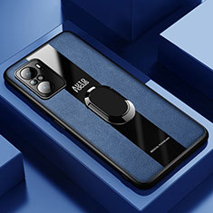 Custodia Silicone Morbida In Pelle Cover con Magnetico Anello Supporto PB1 per Xiaomi Mi 11X 5G Blu