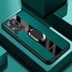 Custodia Silicone Morbida In Pelle Cover con Magnetico Anello Supporto PB1 per Xiaomi Mi Mix 4 5G Verde