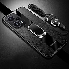 Custodia Silicone Morbida In Pelle Cover con Magnetico Anello Supporto PB1 per Xiaomi Poco F5 5G Nero