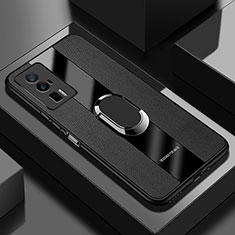 Custodia Silicone Morbida In Pelle Cover con Magnetico Anello Supporto PB1 per Xiaomi Poco F5 Pro 5G Nero