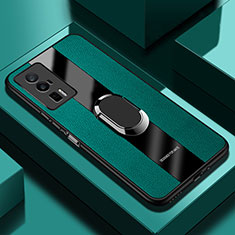 Custodia Silicone Morbida In Pelle Cover con Magnetico Anello Supporto PB1 per Xiaomi Poco F5 Pro 5G Verde