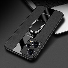 Custodia Silicone Morbida In Pelle Cover con Magnetico Anello Supporto PB1 per Xiaomi Poco X5 5G Nero