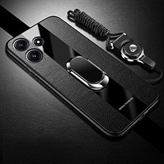 Custodia Silicone Morbida In Pelle Cover con Magnetico Anello Supporto PB1 per Xiaomi Redmi 12 5G Nero