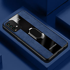 Custodia Silicone Morbida In Pelle Cover con Magnetico Anello Supporto PB1 per Xiaomi Redmi 9 Power Blu