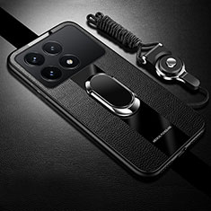 Custodia Silicone Morbida In Pelle Cover con Magnetico Anello Supporto PB1 per Xiaomi Redmi K70 Pro 5G Nero