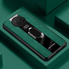 Custodia Silicone Morbida In Pelle Cover con Magnetico Anello Supporto PB1 per Xiaomi Redmi Note 9 5G Verde