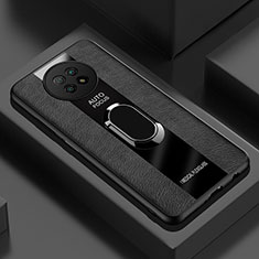 Custodia Silicone Morbida In Pelle Cover con Magnetico Anello Supporto PB1 per Xiaomi Redmi Note 9T 5G Nero