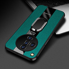 Custodia Silicone Morbida In Pelle Cover con Magnetico Anello Supporto PB2 per Oppo Find X7 5G Verde