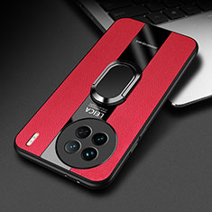 Custodia Silicone Morbida In Pelle Cover con Magnetico Anello Supporto PB2 per Vivo X90 Pro+ Plus 5G Rosso