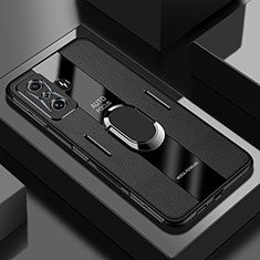 Custodia Silicone Morbida In Pelle Cover con Magnetico Anello Supporto PB2 per Xiaomi Poco F4 GT 5G Nero