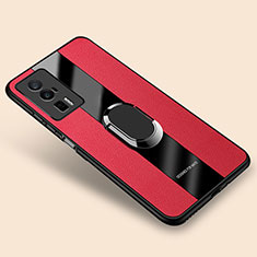 Custodia Silicone Morbida In Pelle Cover con Magnetico Anello Supporto PB2 per Xiaomi Redmi K60 Pro 5G Rosso