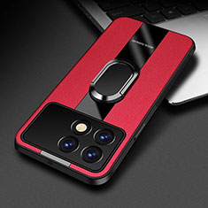 Custodia Silicone Morbida In Pelle Cover con Magnetico Anello Supporto PB3 per Xiaomi Redmi K70 5G Rosso