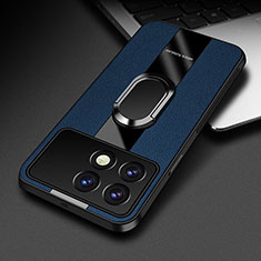 Custodia Silicone Morbida In Pelle Cover con Magnetico Anello Supporto PB3 per Xiaomi Redmi K70 Pro 5G Blu