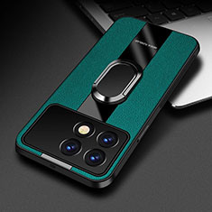 Custodia Silicone Morbida In Pelle Cover con Magnetico Anello Supporto PB3 per Xiaomi Redmi K70E 5G Verde