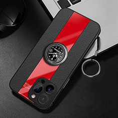 Custodia Silicone Morbida In Pelle Cover con Magnetico Anello Supporto per Apple iPhone 14 Pro Max Rosso