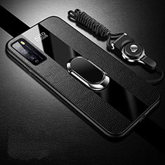 Custodia Silicone Morbida In Pelle Cover con Magnetico Anello Supporto per Huawei Enjoy 20 Pro 5G Nero
