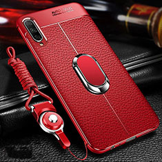 Custodia Silicone Morbida In Pelle Cover con Magnetico Anello Supporto per Huawei Honor 9X Pro Rosso