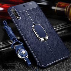 Custodia Silicone Morbida In Pelle Cover con Magnetico Anello Supporto per Huawei P Smart Z (2019) Blu