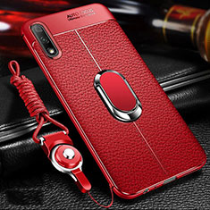 Custodia Silicone Morbida In Pelle Cover con Magnetico Anello Supporto per Huawei P Smart Z (2019) Rosso