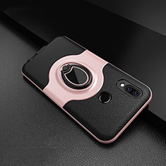 Custodia Silicone Morbida In Pelle Cover con Magnetico Anello Supporto per Huawei P20 Lite Rosa