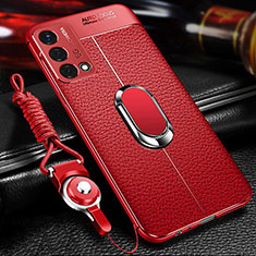 Custodia Silicone Morbida In Pelle Cover con Magnetico Anello Supporto per Oppo K9 5G Rosso