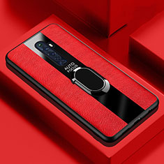 Custodia Silicone Morbida In Pelle Cover con Magnetico Anello Supporto per Oppo Reno2 Z Rosso