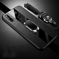 Custodia Silicone Morbida In Pelle Cover con Magnetico Anello Supporto per Samsung Galaxy A20s Nero