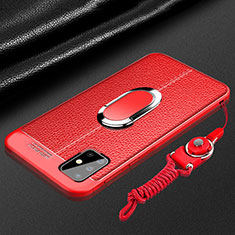 Custodia Silicone Morbida In Pelle Cover con Magnetico Anello Supporto per Samsung Galaxy A71 4G A715 Rosso