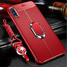 Custodia Silicone Morbida In Pelle Cover con Magnetico Anello Supporto per Samsung Galaxy A90 5G Rosso