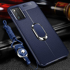Custodia Silicone Morbida In Pelle Cover con Magnetico Anello Supporto per Samsung Galaxy F52 5G Blu
