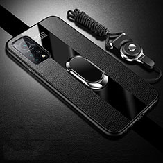 Custodia Silicone Morbida In Pelle Cover con Magnetico Anello Supporto per Xiaomi Mi 10T 5G Nero