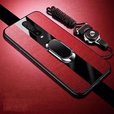 Custodia Silicone Morbida In Pelle Cover con Magnetico Anello Supporto per Xiaomi Poco X2 Rosso
