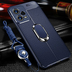 Custodia Silicone Morbida In Pelle Cover con Magnetico Anello Supporto per Xiaomi Poco X5 5G Blu