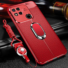 Custodia Silicone Morbida In Pelle Cover con Magnetico Anello Supporto per Xiaomi Redmi 10A 4G Rosso