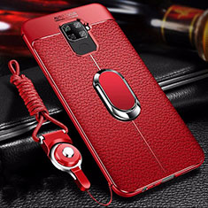 Custodia Silicone Morbida In Pelle Cover con Magnetico Anello Supporto S01 per Huawei Nova 5i Pro Rosso