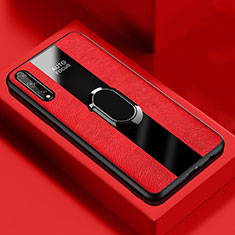 Custodia Silicone Morbida In Pelle Cover con Magnetico Anello Supporto S01 per Huawei P smart S Rosso