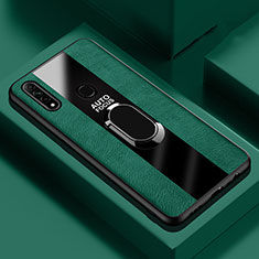 Custodia Silicone Morbida In Pelle Cover con Magnetico Anello Supporto S01 per Oppo A31 Verde