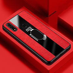 Custodia Silicone Morbida In Pelle Cover con Magnetico Anello Supporto S01 per Oppo A8 Rosso