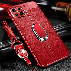 Custodia Silicone Morbida In Pelle Cover con Magnetico Anello Supporto S01 per Oppo Reno4 Z 5G Rosso