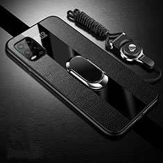 Custodia Silicone Morbida In Pelle Cover con Magnetico Anello Supporto S01 per Xiaomi Mi 10 Lite Nero