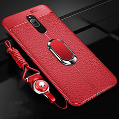 Custodia Silicone Morbida In Pelle Cover con Magnetico Anello Supporto S01 per Xiaomi Redmi 8 Rosso