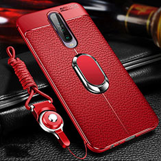 Custodia Silicone Morbida In Pelle Cover con Magnetico Anello Supporto S01 per Xiaomi Redmi K30 4G Rosso