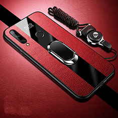 Custodia Silicone Morbida In Pelle Cover con Magnetico Anello Supporto S02 per Huawei Enjoy 10 Plus Rosso