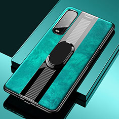 Custodia Silicone Morbida In Pelle Cover con Magnetico Anello Supporto S02 per Oppo Find X2 Verde