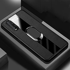 Custodia Silicone Morbida In Pelle Cover con Magnetico Anello Supporto S03 per Oppo Find X2 Nero