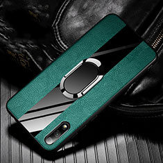 Custodia Silicone Morbida In Pelle Cover con Magnetico Anello Supporto S06 per Huawei Y9 Prime (2019) Verde