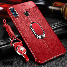 Custodia Silicone Morbida In Pelle Cover con Magnetico Anello Supporto T01 per Huawei Honor 10i Rosso