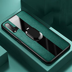 Custodia Silicone Morbida In Pelle Cover con Magnetico Anello Supporto T01 per Huawei Nova 6 Verde