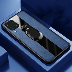 Custodia Silicone Morbida In Pelle Cover con Magnetico Anello Supporto T01 per Huawei P40 Lite Blu